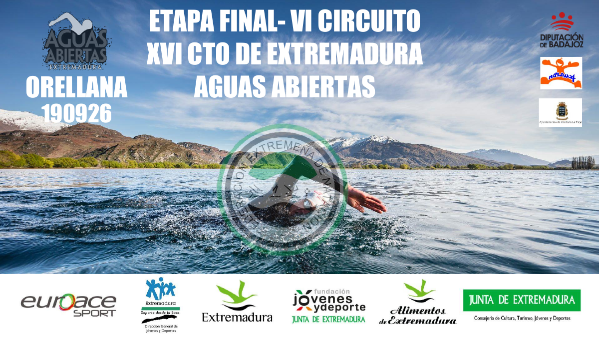 Cartel de la etapa final del circuito de aguas abiertas en Orellana, el 19 de septiembre de 2026